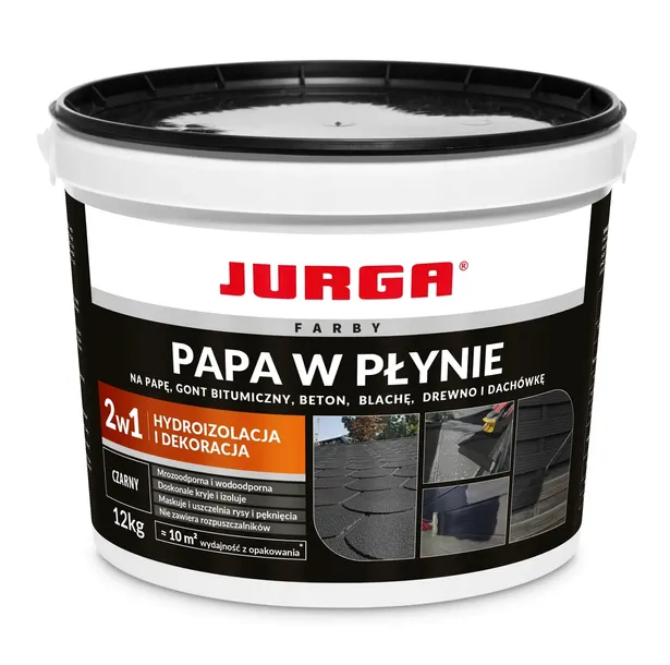 PAPA W PŁYNIE CZARNY FARBA NA DACH GUMA W PŁYNIE 12KG JURGA