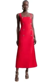 karen-millen-sukienka-midi-rozszerzana-z-guzikami-czerwona-36-b1f