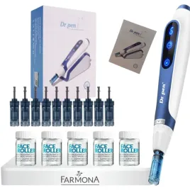 dr-pen-derma-pen-ulitma-a11-10x-kartridz-5x-ampulki-farmona-face-roller