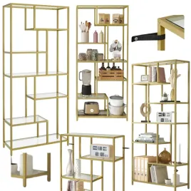 regal-szklany-zloty-na-ksiazki-glamour-polka-narozna-wysoka-do-salonu-loft