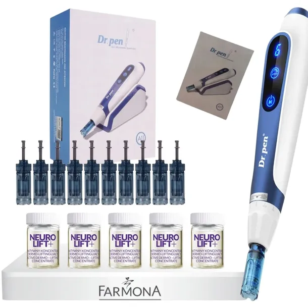 Dr Pen Derma Pen Ulitma A11 + 10x kartridż + 5x ampułki Farmona Neurolift+