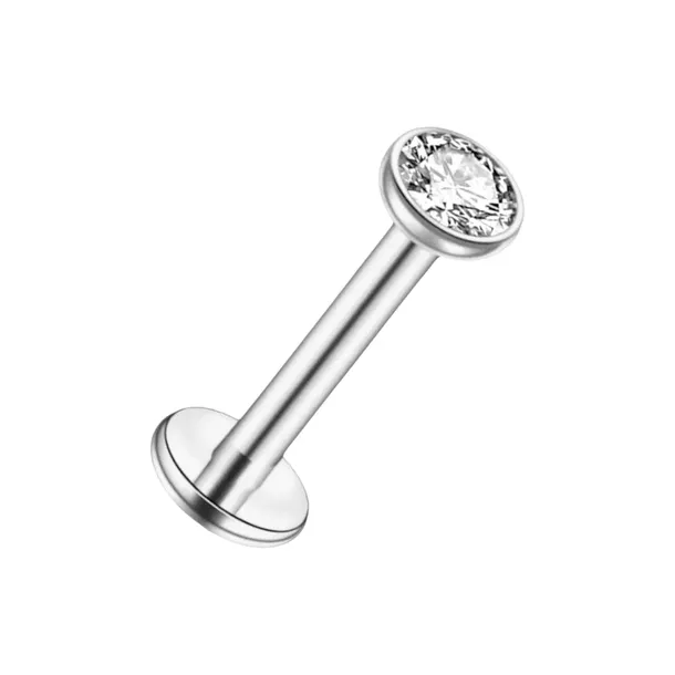 Kolczyk PIERCING Labret z białą cyrkonią HELIX Lobe Tragus TYTAN 1,2/6/3