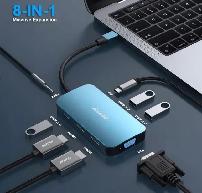 benfei-hub-adapter-usb-c-8-w-1-niebieski