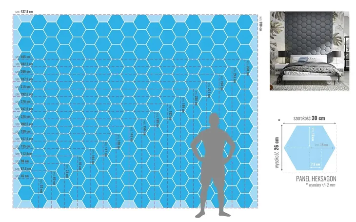 plaster-miodu-panele-tapicerowane-hexagon-soft-material-tkanina-stan-nowy