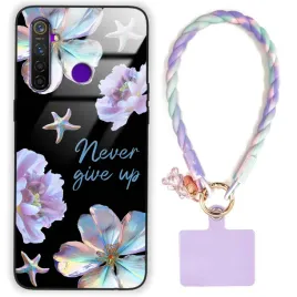 etui-do-realme-5-pro-case-polysk-kwiaty-or-urocza-smycz-fiolet-pastel-wzory