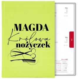 kalendarz-seledynowy-a5-2026-prezent-dla-fryzjerki-krolowa-nozyczek-imie-wz