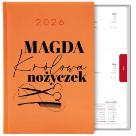 kalendarz-pomarancz-a5-2026-prezent-dla-fryzjerki-krolowa-nozyczek-imie-wz