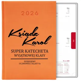 kalendarz-pomaranczowy-a5-2026-prezent-dla-ksiedza-katechety-imie-klasa-wz