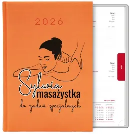 kalendarz-pomaranczowy-a5-2026-prezent-dla-masazystki-personalizowany-wzory