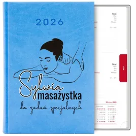 kalendarz-blekitny-a5-2026-prezent-dla-masazystki-personalizowany-mix-wzory