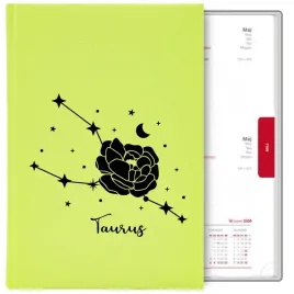 kalendarz-ksiazkowy-seledynowy-a5-2026-prezent-dla-zodiakary-taurus-byk-wz