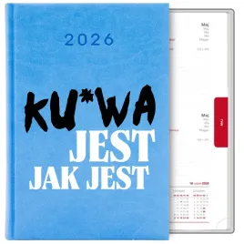 kalendarz-blekitny-a5-2026-prezent-ku-wa-jest-jak-jest-do-pracy-mix-wzory