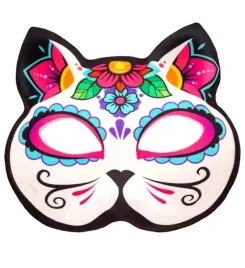 maska-kolorowy-wzor-kot-los-muertos-halloween