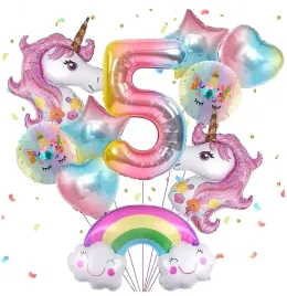 balon-urodzinowy-balony-kolorowe-jednorozec-unicorn-cyfra-5-urodziny-10szt