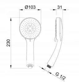nela-natrysk-reczny-diamond-s-12dx-ch-srebrny