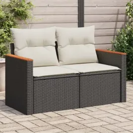 vidaxl-sofa-ogrodowa-z-poduszkami-2-osobowa-czarna-polirattan