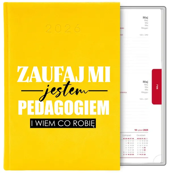 KALENDARZ KSIĄŻKOWY CYTRYNOWY A5 2026 PREZENT DLA PEDAGOGA ZAFUAJ MI MIX WZ