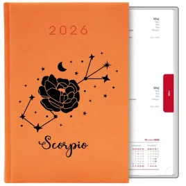 kalendarz-pomaranczowy-a5-2026-prezent-dla-zodiakary-scoripio-skorpion-wz