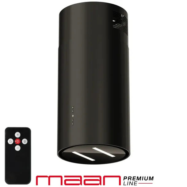 Okap kuchenny KOMINOWY WYSPOWY 39cm Maan CZARNY SZKŁO GEST LED hob2hood H2H