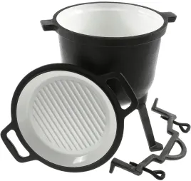 2-x-kociolek-mysliwski-8-emaliowany-patelnia-grillowa