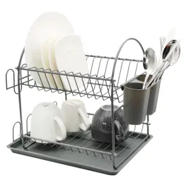 2-x-suszarka-do-naczyn-szara-ociekacz-dwupoziomowa-pojemna-solidna