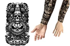 sztuczny-tatuaz-zmywalny-straszna-dynia-i-czacha-czarny-24x13-cm-halloween