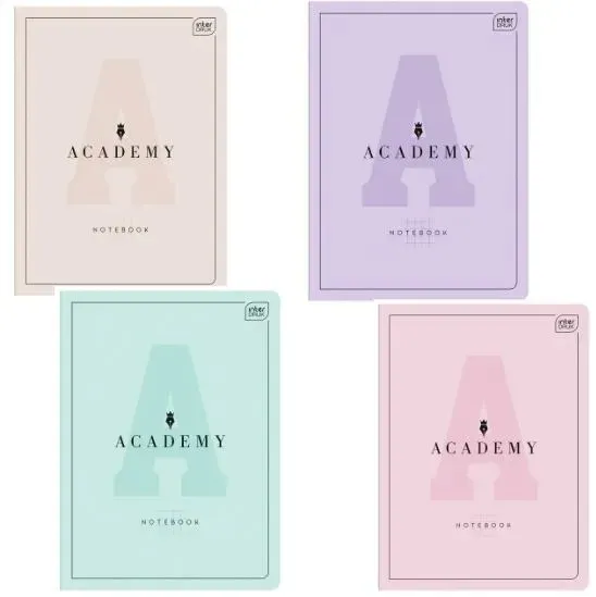 Zeszyt w kratkę A5 Interdruk 60k 90g Academy PASTEL różne okładki 4szt