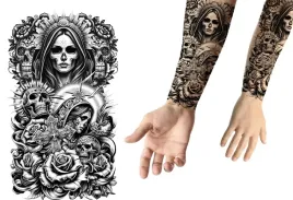 sztuczny-tatuaz-zmywalny-los-muertos-czarny-halloweenowy-halloween