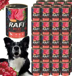 karma-mokra-dla-psow-rafi-z-wolowina-borowka-i-zurawina-400g-48-szt