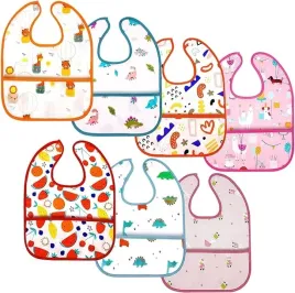 wodoodporny-sliniaczek-zestaw-7x-dla-dziecka-z-rekawami-6m-do-3-lat