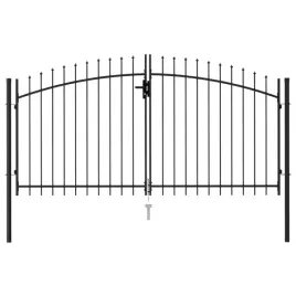 vidaxl-brama-dwuskrzydlowa-z-grotami-stalowa-3x15-m-czarna
