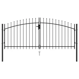 vidaxl-brama-dwuskrzydlowa-z-grotami-stalowa-3x125-m-czarna