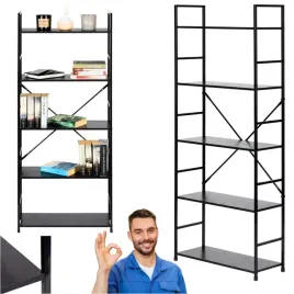 regal-drewniany-nowoczesny-metalowa-rama-loft-5-polek-czarny-industrialny