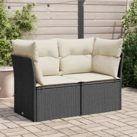 vidaxl-sofa-ogrodowa-z-poduszkami-2-osobowa-czarna-polirattan
