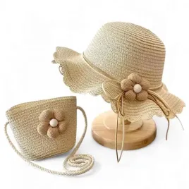 zestaw-torebka-i-kapelusz-52cm-dla-dziewczynki-slomiane-kwiat-cz55