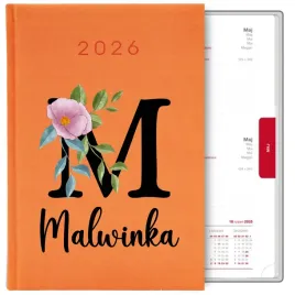 kalendarz-planer-pomaranczowy-a5-2026-prezent-perosnalizowany-imie-monogram