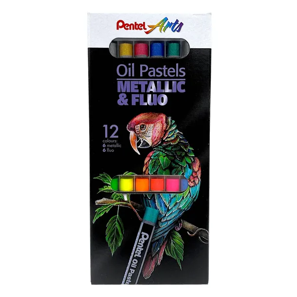 pentel-pastele-olejne-metallic-and-fluo-12kol
