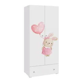 szafa-biala-na-ubrania-dwudrzwiowa-garderoba-dziecieca-nadruk-bunny-stella
