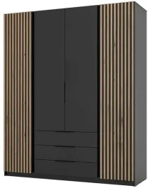 szafa-oceania-2-lam-2f-3s-korpus-czarny-front-czarny-lamele-dab-evoke