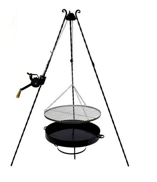 Grill ogrodowy 180cm ruszt nierdzewny 80 cm palenisko 80 cm kołowrotek