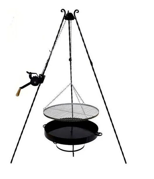 Grill ogrodowy 180cm ruszt nierdzewny 80 cm palenisko 80 cm kołowrotek