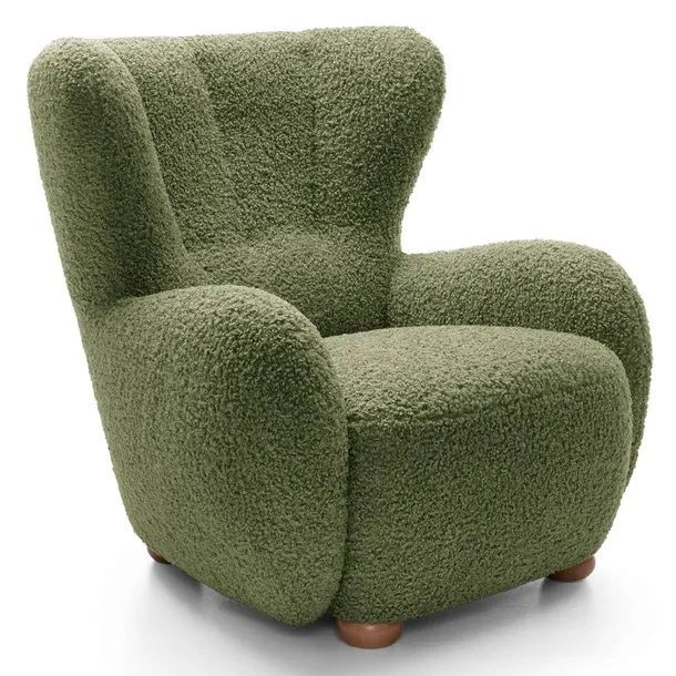 Nowoczesny Fotel Ciro Uszak Boucle Zielony 14
