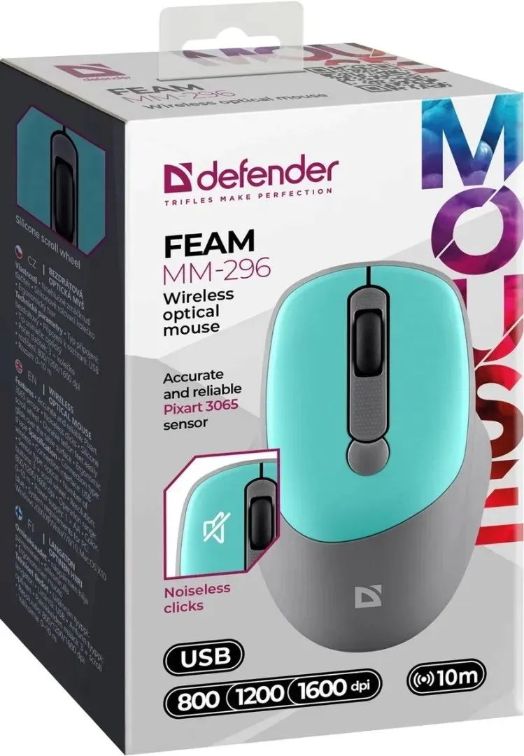 mysz-defender-feam-mm-296-rf-silent-mint-stan-nowy