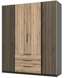 szafa-oceania-2-lam-2f-3s-korpus-czarny-front-dab-evoke-lamele-czarne