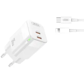 2-x-ladowarka-sieciowa-xo-35w-usb-c-pd-kabel-usb-c-do-lightning-biala