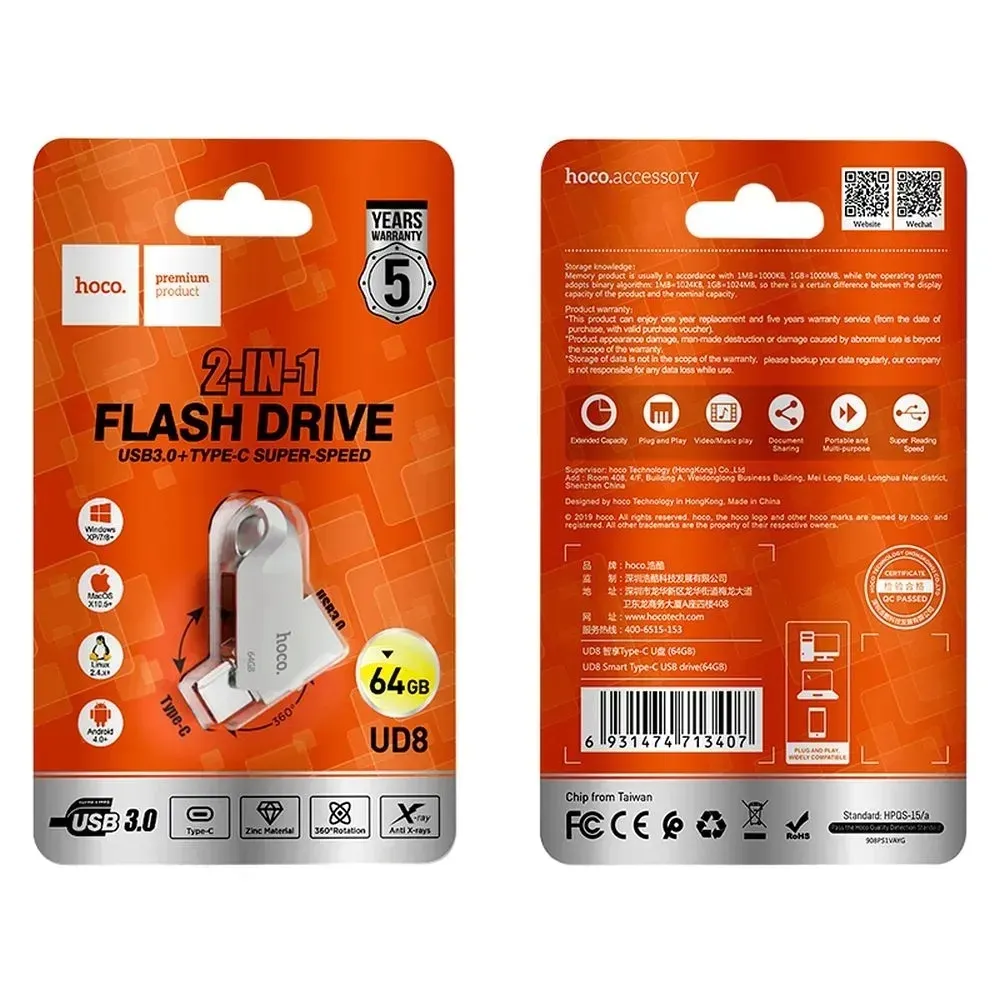 2-x-hoco-pendrive-usb-a-usb-c-ud8-64gb-usb3-0