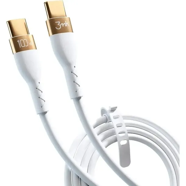 kabel-3mk-hyper-silicone-cable-usb-c-usb-c-100w-2m-bialy-certyfikat-ce