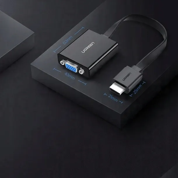 adapter-hdmi-do-vga-ugreen-mm103-16cm-czarny-waga-z-opakowaniem-0-05-kg