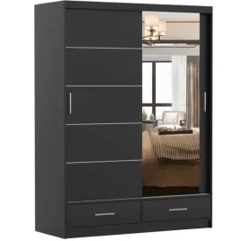 szafa-przesuwna-florence-150-z-lustrem-polki-garderoba-czarna-producent-pl