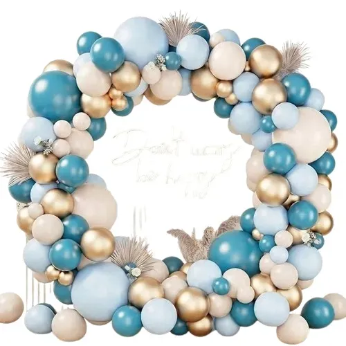 BALONY GIRLANDA BALONOWA Baby Shower Niebieskie Piaskowe Złote ŚLUB ZESTAW